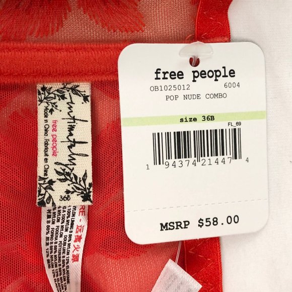 NWT Free People Daniella Red Floral Underwire Bra - Picture 14 of 14